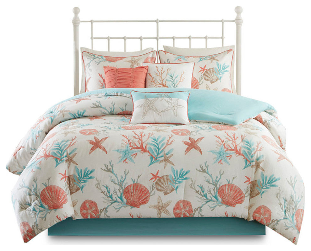 Madison Park Sateen Printed 7-Piece Comforter Set, Queen