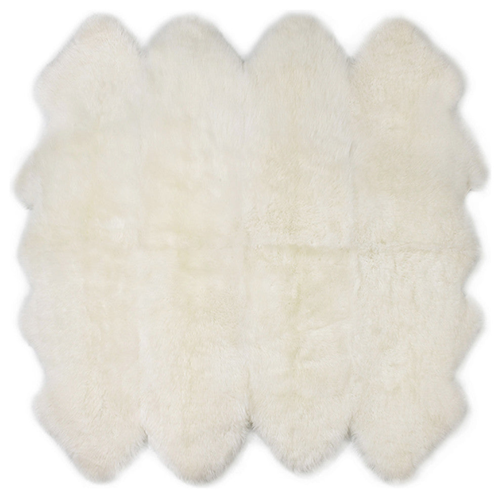 Genuine Sheepskin Rug, Ivory, Eight Pelt