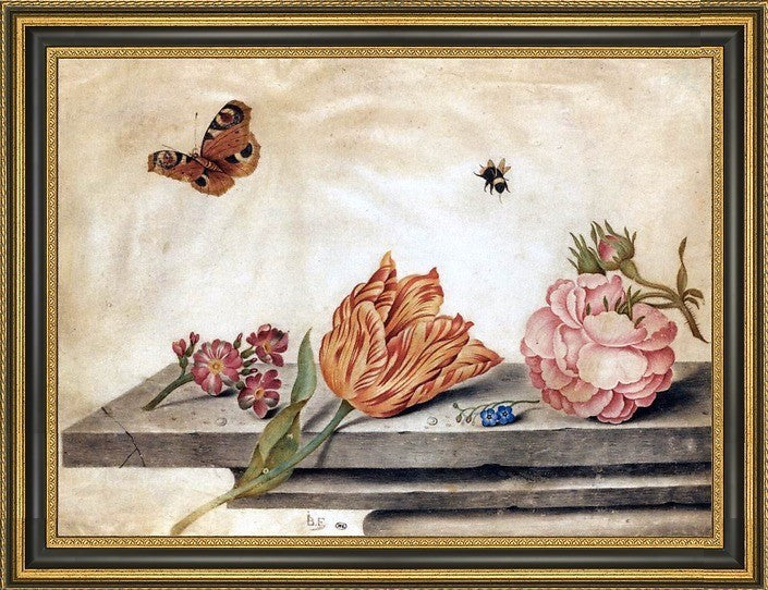 Jan Baptist Van Fornenburgh Flowers Framed Premium Canvas Print, 21"x28"