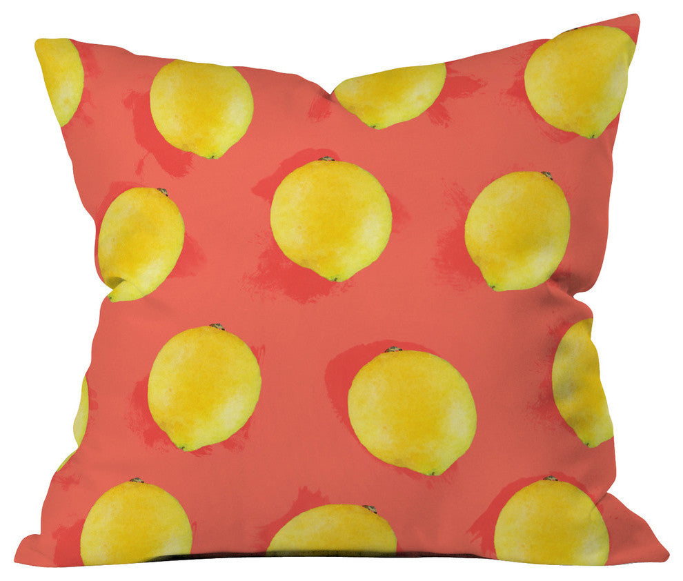 Jacqueline Maldonado Watercolor Lemons Outdoor Throw Pillow
