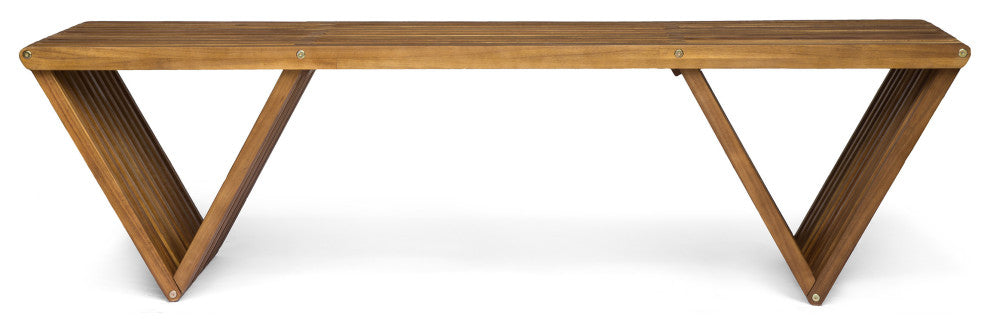 GDF Studio Esme Outdoor Acacia Wood Bench, Teak Finish