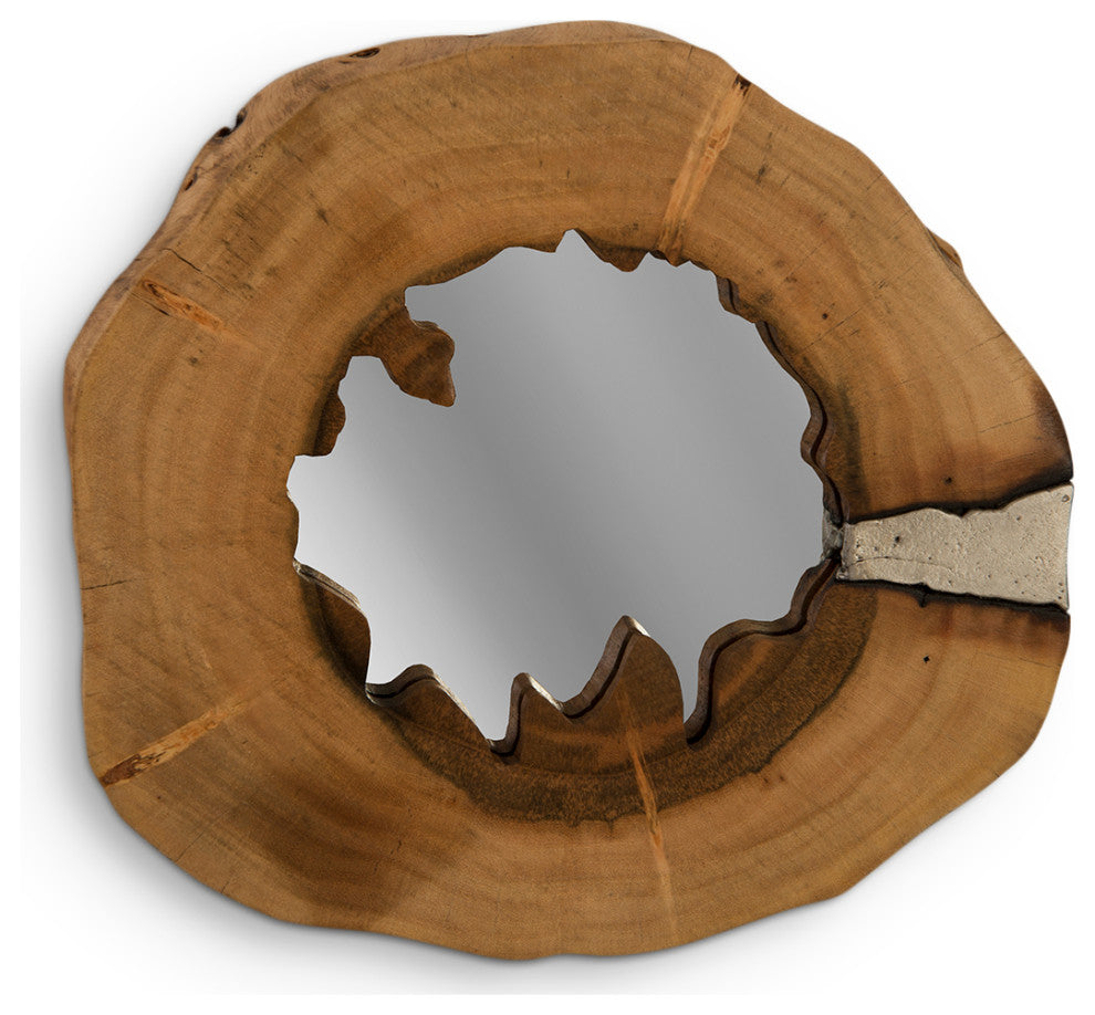 Molten Mirror Wall Art, Poured Aluminum in Wood