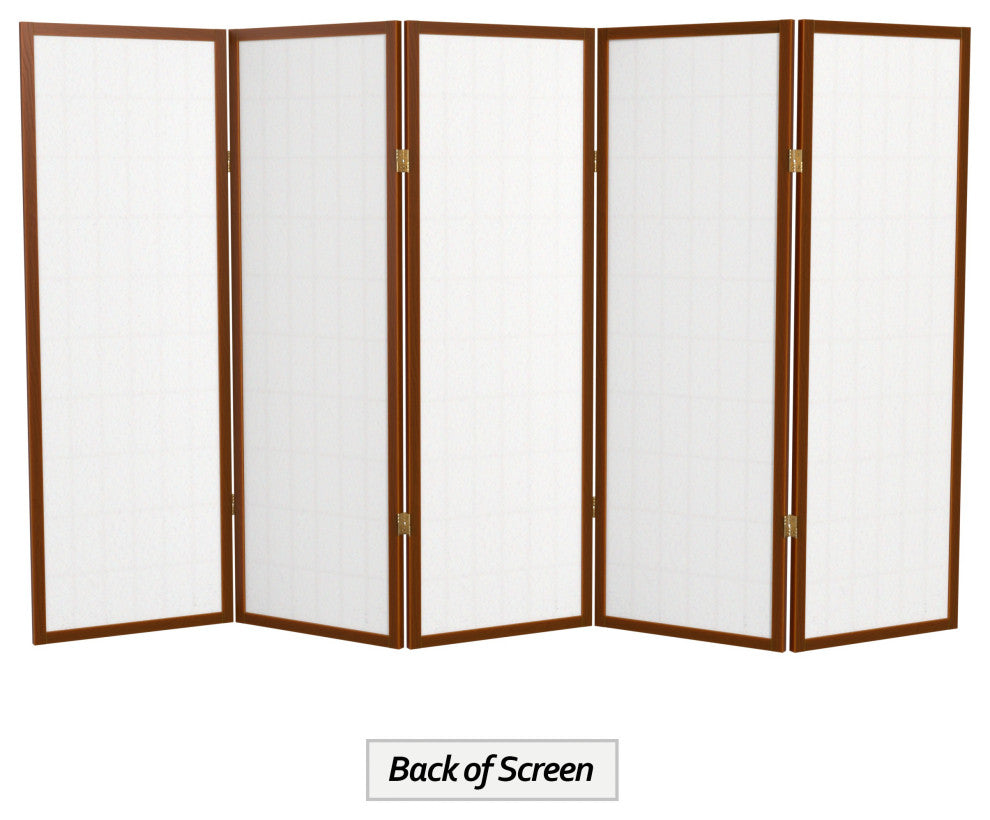 4' Tall Window Pane Shoji Screen, Walnut, 5 Panels