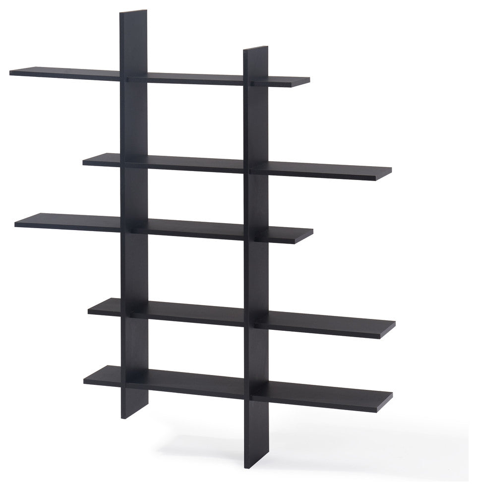 Danya B 5 Level Black Asymmetric Wall Shelf, Black