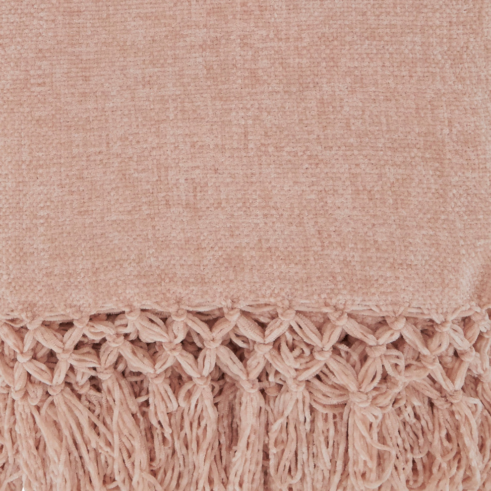Knotted Design Chenille Throw, Blush