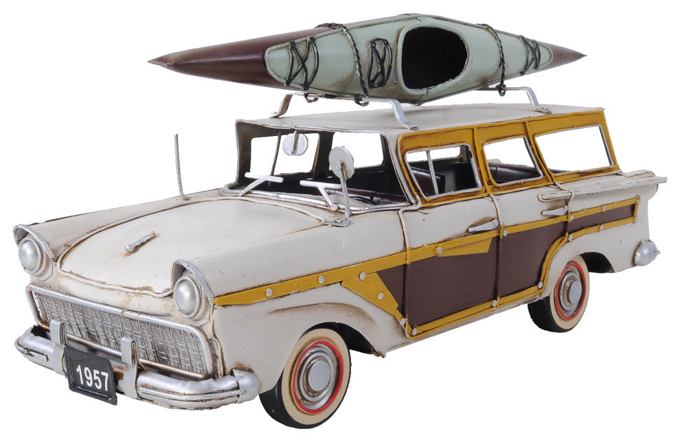 Fords Woody-Look Country Squire With Kayak Iron Model