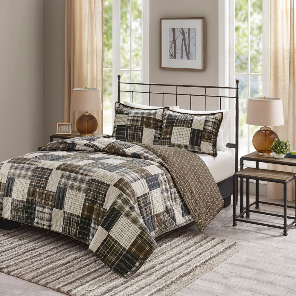 Madison Park Timber 3 Piece Reversible Printed Quilt Set