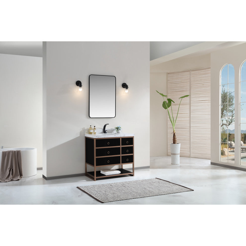 Vanity With Mirror,Sconce,Faucet Included