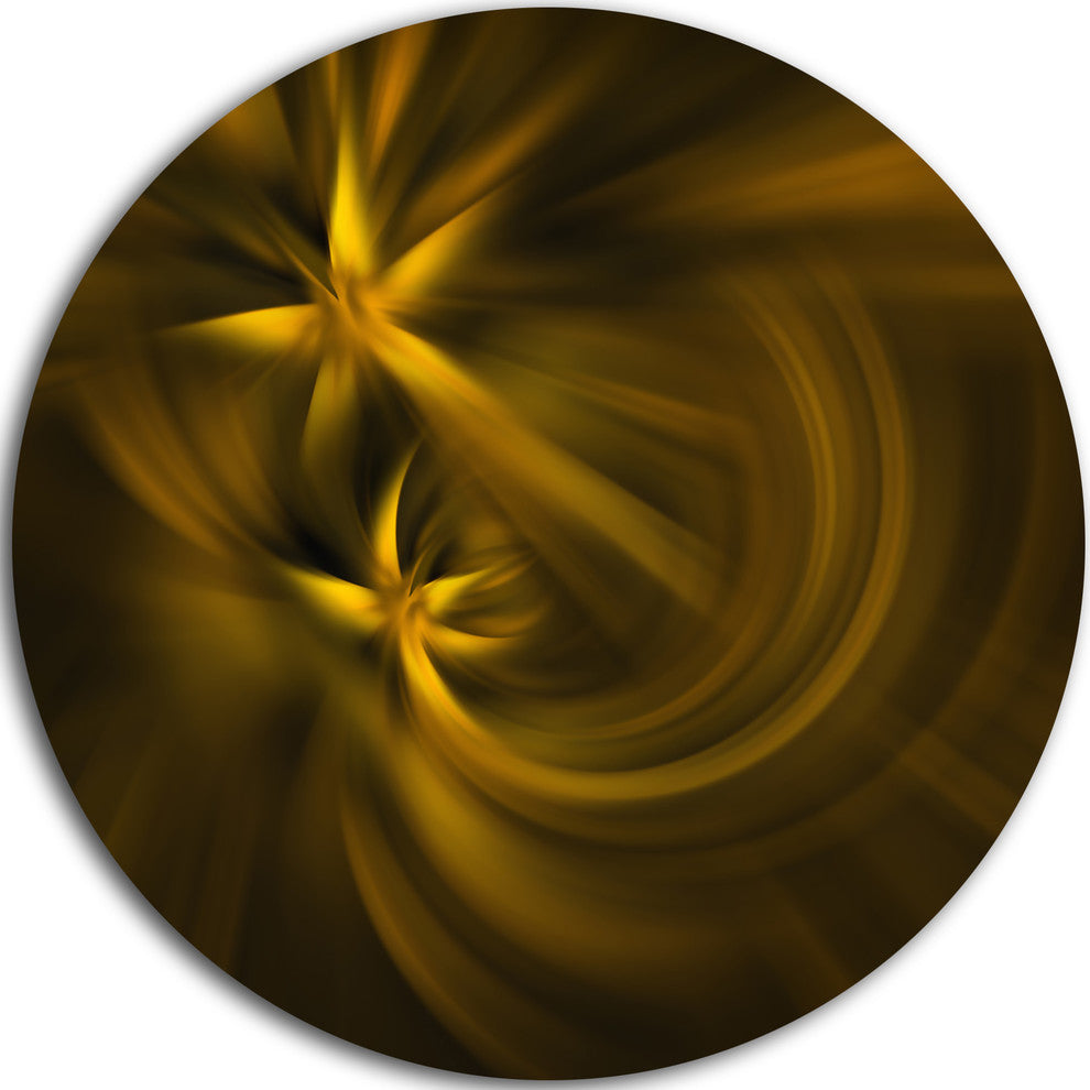 Play Of Golden Stars, Abstract Digital Art Disc Metal Wall Art, 38"