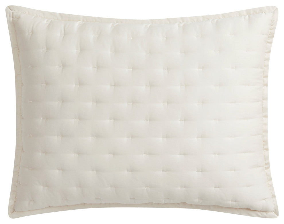 Lyocell Quilt Pillow Sham Set, 2 Piece, Ivory, King