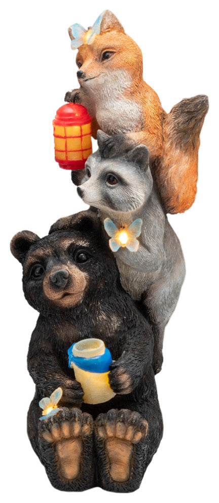 Solar Nature Pals Statue with Butterflies and LED Lights