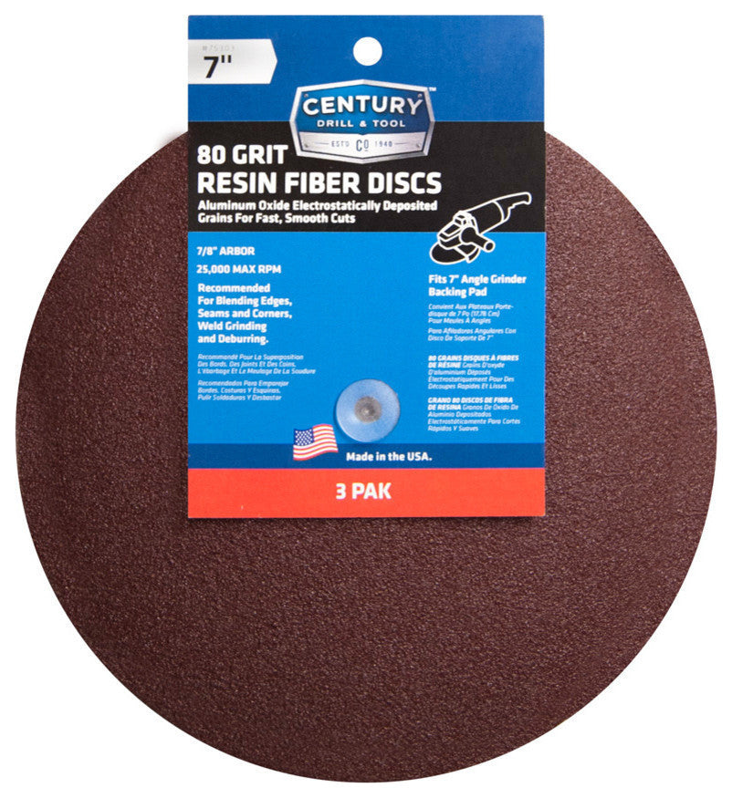 7" Resin Fiber Disc, 80 Grit