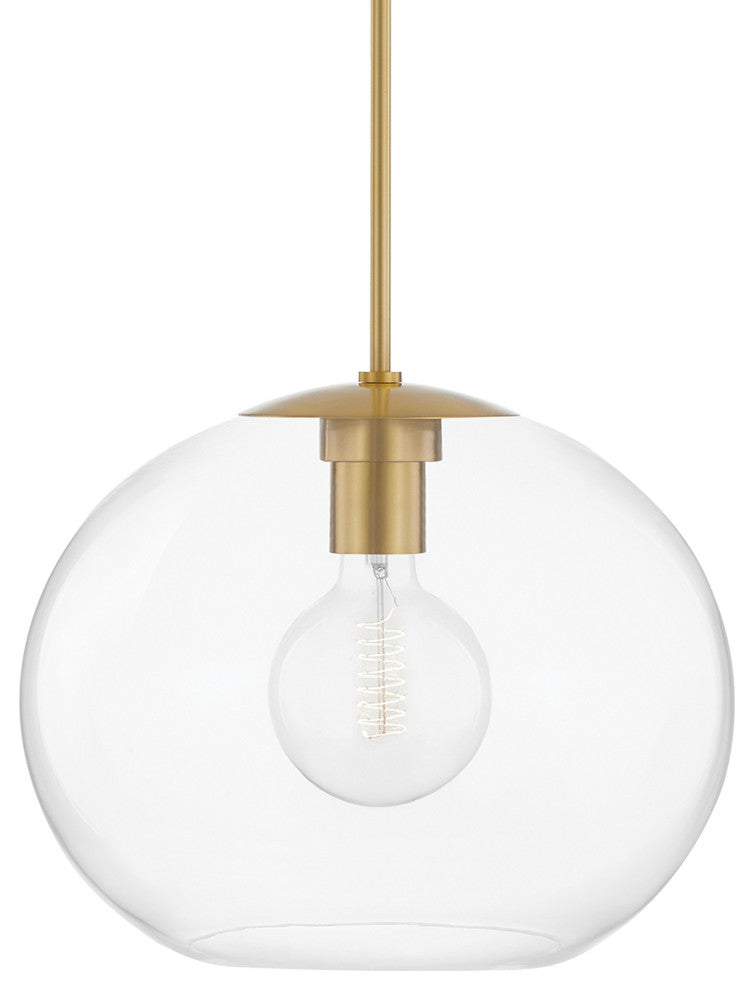Margot 1-Light Extra Large Pendant, Aged Brass Finish, Clear Glass