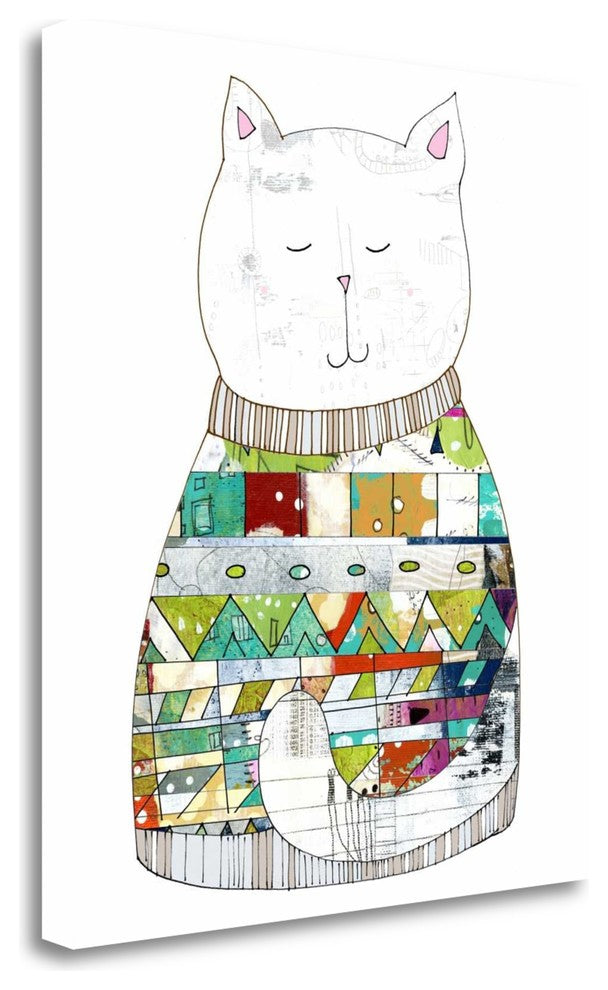 "Cat In A Sweater" By Sarah Ogren, Giclee Print on Gallery Wrap Canvas
