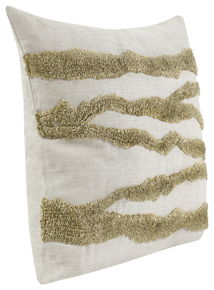 Passage 22" Belgian Linen Blend Throw Pillow by Kosas Home, Wheat Green