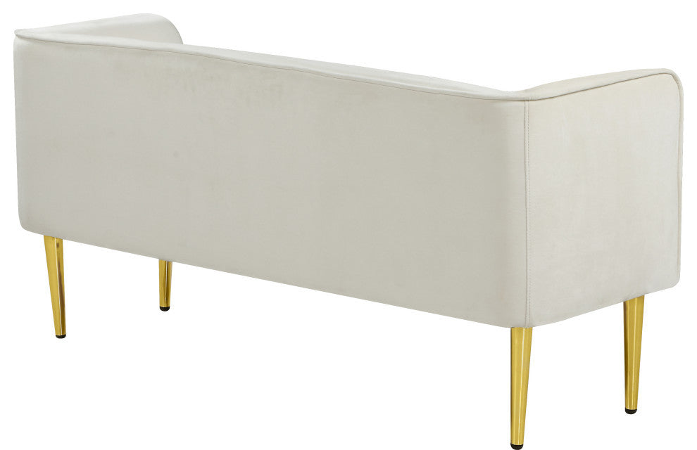 Audrey Velvet Upholstered Bench, Cream