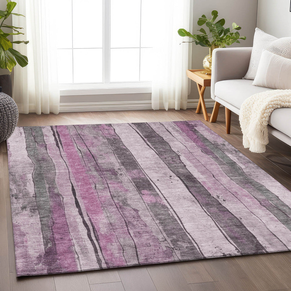 Machine Washable Indoor/Outdoor Chantille ACN1874 Pink 8' x 10' Rug