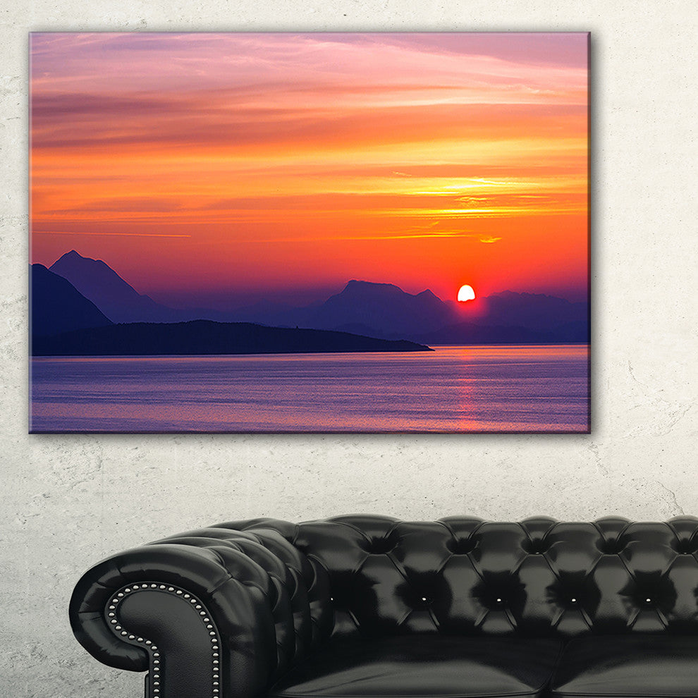 "Stunning Sunset in Greece" Extra Large Seascape Art Canvas, 40"x20"