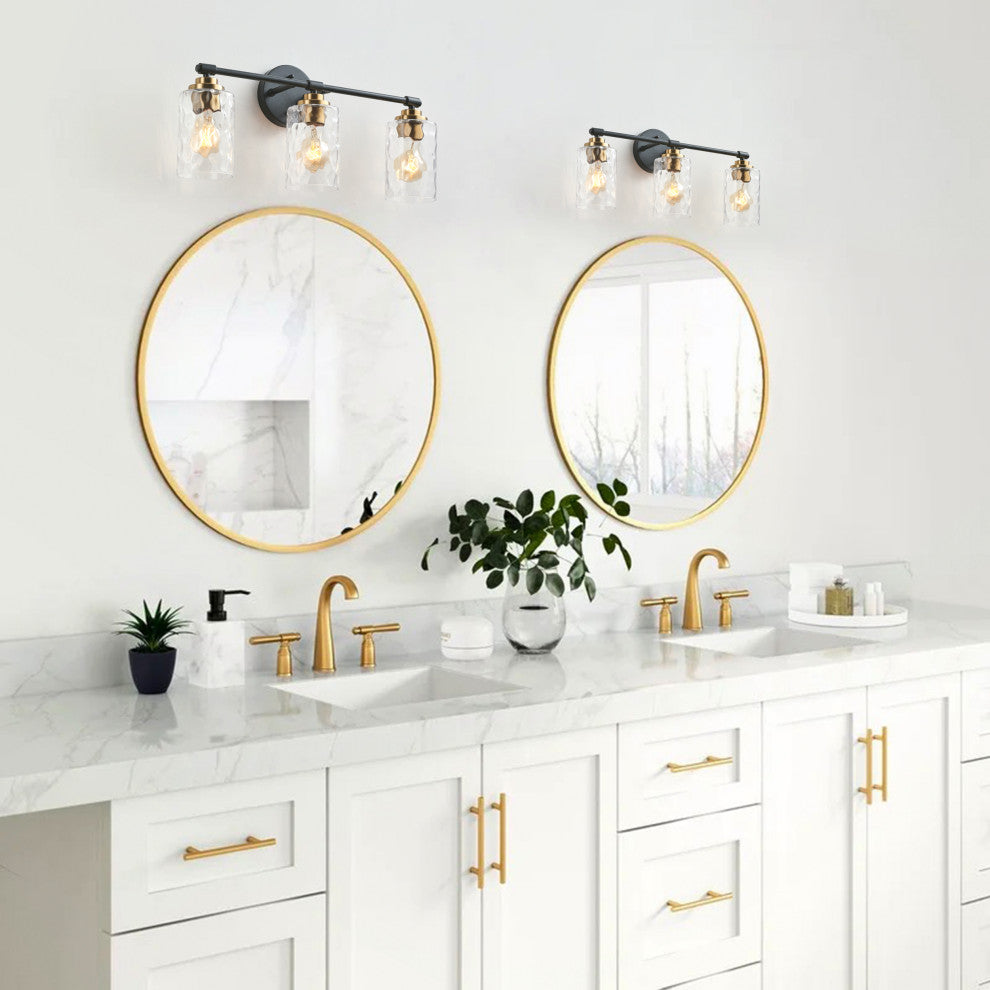 Modern 3-Light Water Ripple Glass Shades Vanity Light for Bathroom
