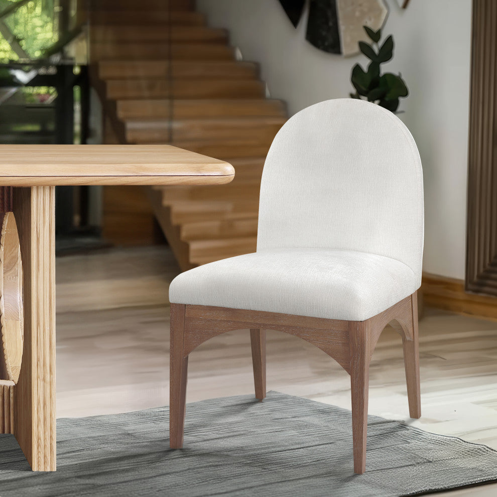 Waldorf Chenille Upholstered Dining Chair, Black, Chenille, Natural Finish, Cream, Side Chair, Chenille Fabric, Natural Finish