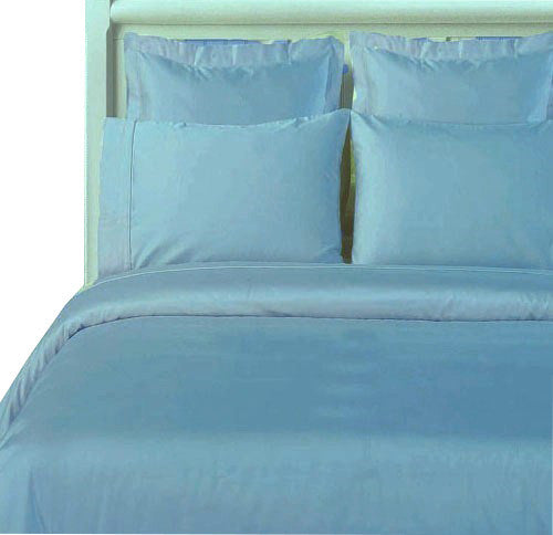 100% Cotton 600 TC Solid Duvet Cover Set, Blue, King/Cal King