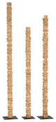 Stacked Wood Floor Sculptures, Bleached, 3-Piece Set
