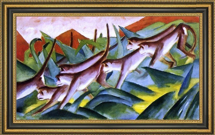 Franz Marc Monkey Frieze - 14" x 28" Framed Premium Canvas Print