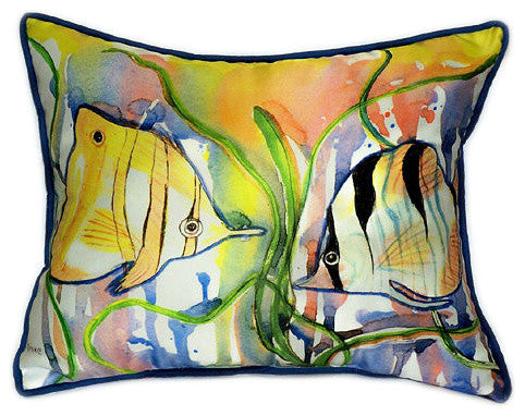 Pair of Betsy Drake Angel Fish Large Pillows 15 Inch x 22 Inch