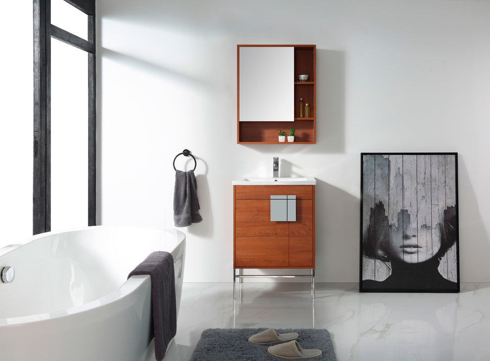 Bathroom Vanity Set, Spicy Walnut, 24", Polished Chrome Hardware