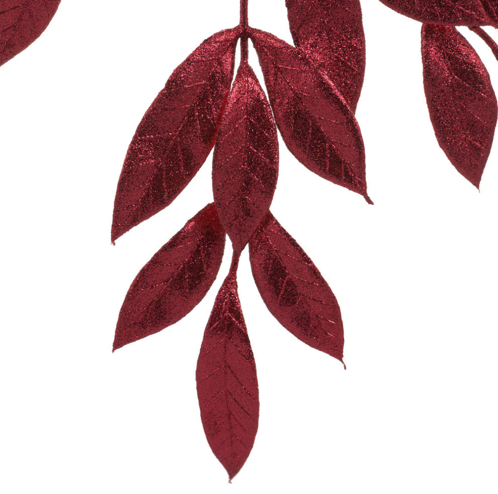 Vickerman L152905 22" Burgundy Glitter Bayleaf Artificial Christmas Spray