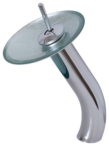 Argento Round Silver Foiled Glass Vessel Bath Sink Combo with Faucet and Drain, Chrome