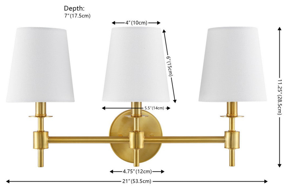 Safavieh Davielle 3 Lt 21" Wall Sconce, Brass