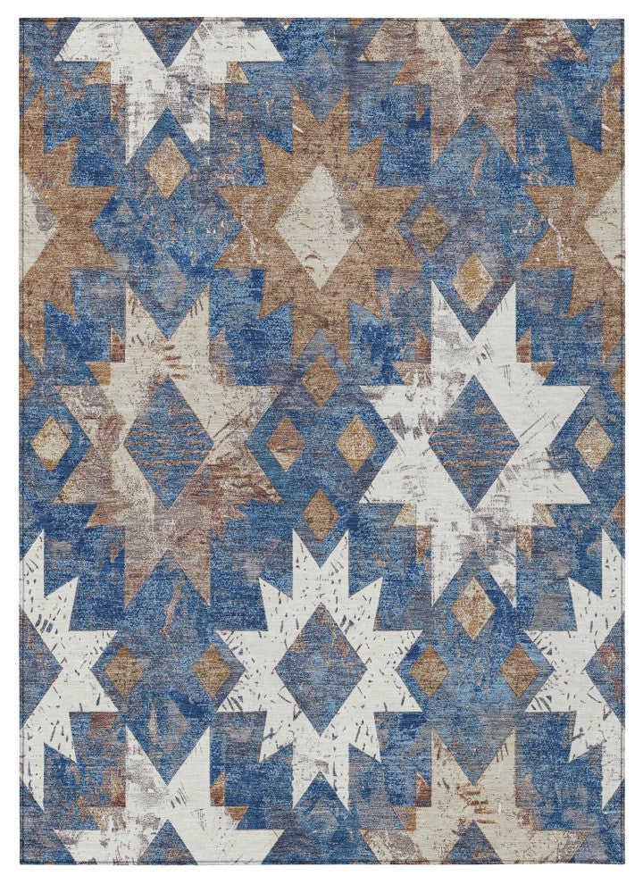 Machine Washable Indoor/Outdoor Chantille ACN1879 Blue 9' x 12' Rug