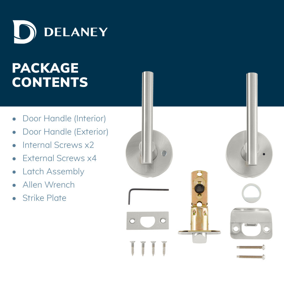 Delaney Hardware Cira Series Set, Satin Nickel, Privacy Lever