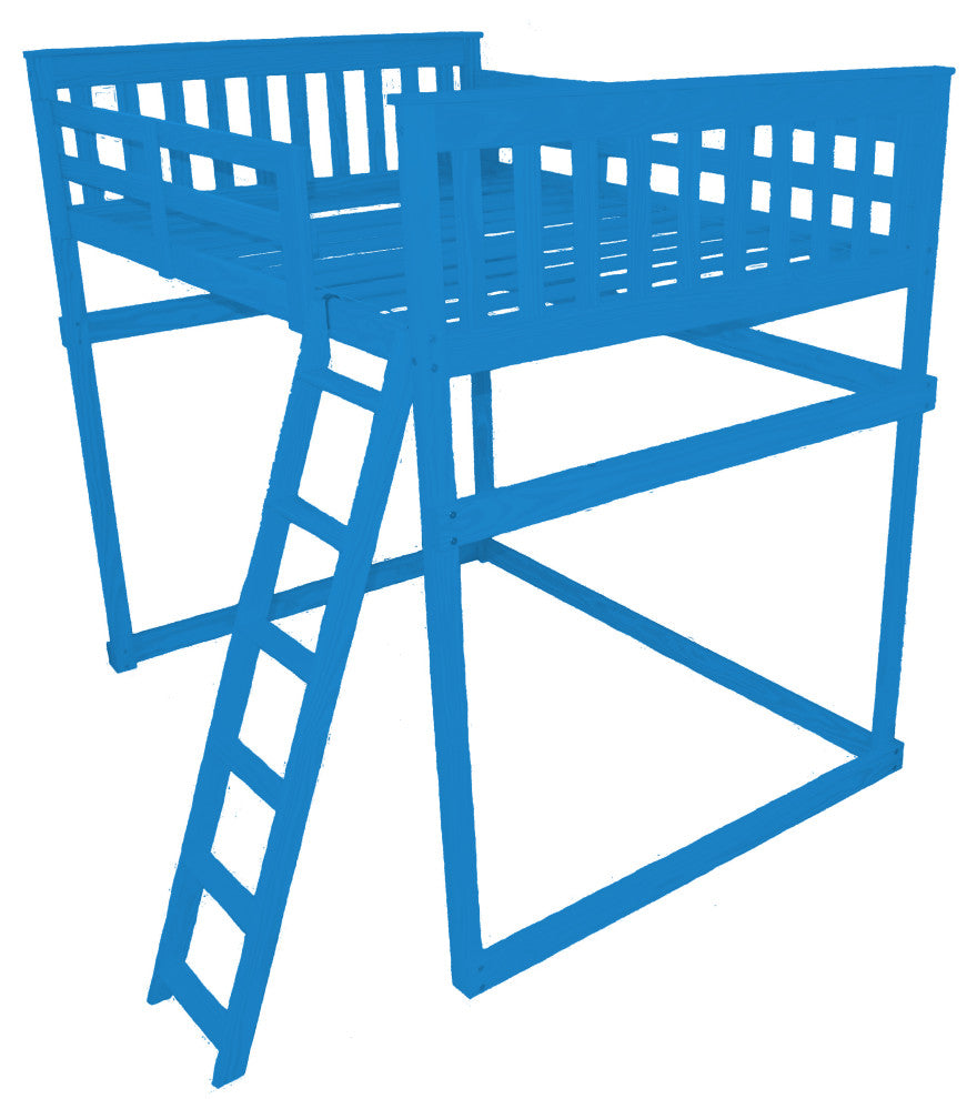 Mission Loft Bed, Caribbean Blue, Full, Side Ladder