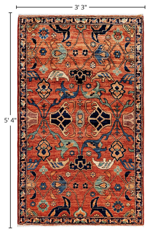 Serapi One-of-a-Kind Hand-Knotted Area Rug Red, 3'3" x 5'4"