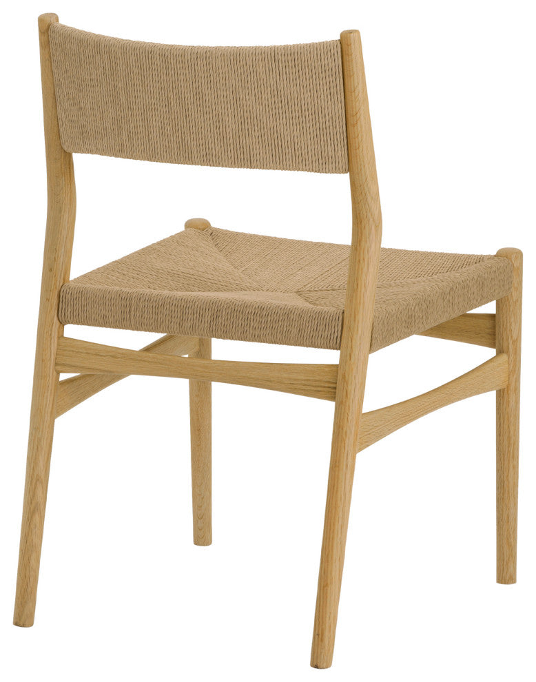Erie, Woven Paper Cord and Oak Wood, Dining Chairs, 18", Set of 2