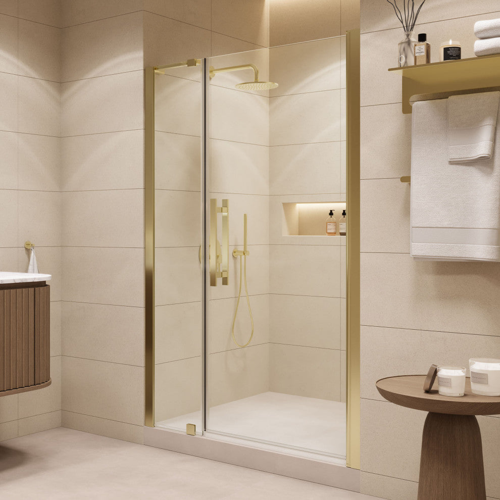 Pasadena 45 7/16-47 3/8"Wx72"H Alcove Pivot Shower Door Gold