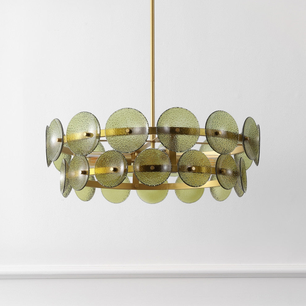 Safavieh Martini 4Lt 25" Chandelier, Green/Brass