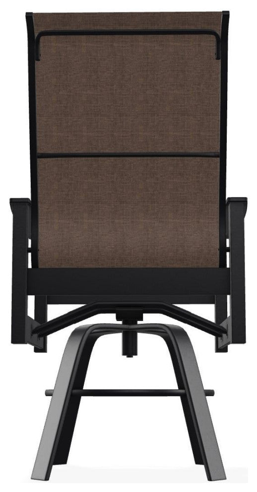 Leeward Sling Balcony Height Outdoor Swivel Armchair, Mocha/Black