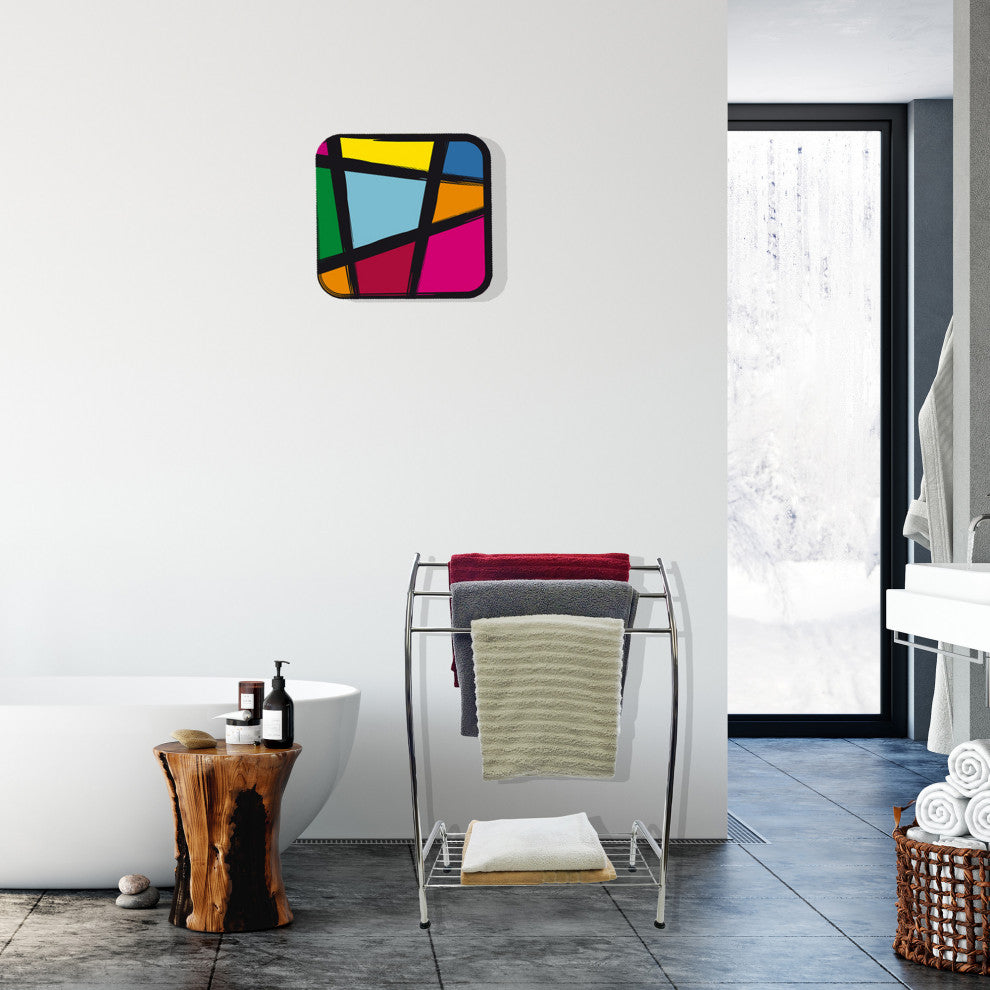 Freestanding Curved 3 Towels Stand with Shelf Chromed Metal