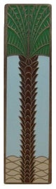 Vertical Royal Palm Pull, Antique-Style Brass-Pale Blue