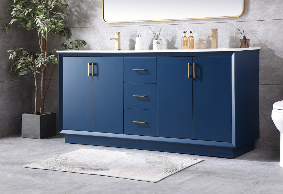 72" Double Bathroom Vanity, Blue