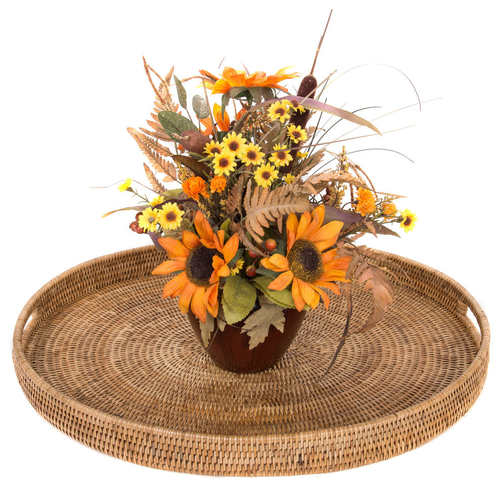 Artifacts Rattan™ Oval Tray With Cutout Handles, Honey Brown, Large