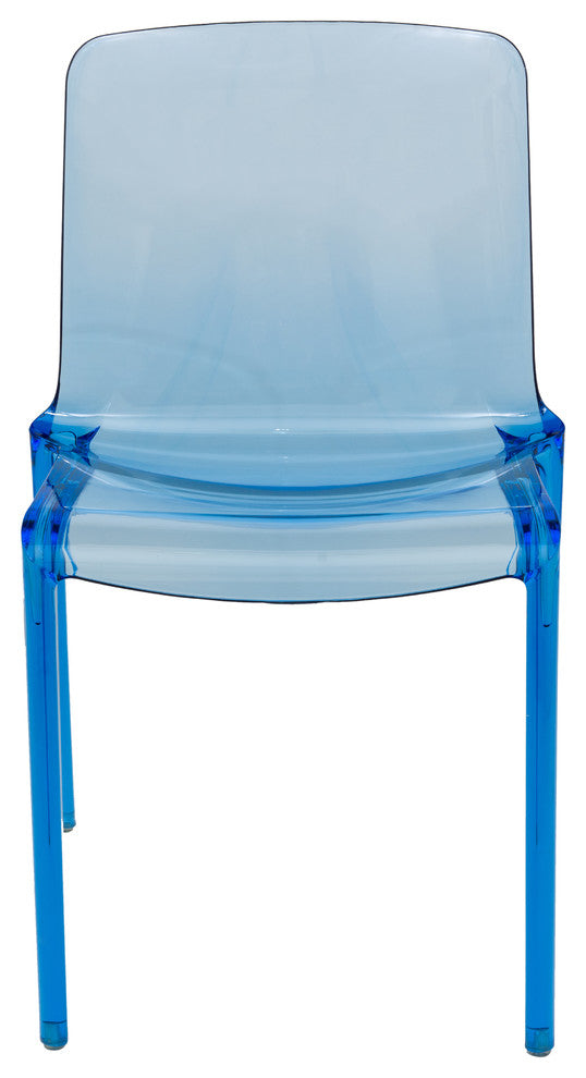 LeisureMod Murray Lucite Stackable Molded Dining Side Chair, Set of 4, Blue