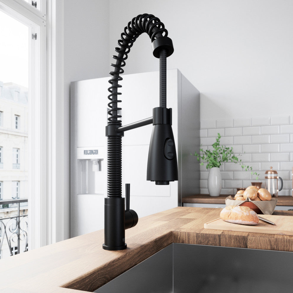 VIGO Brant 19" H Single Handle Pull-Down Sprayer Kitchen Faucet, Matte Black, Without Extras