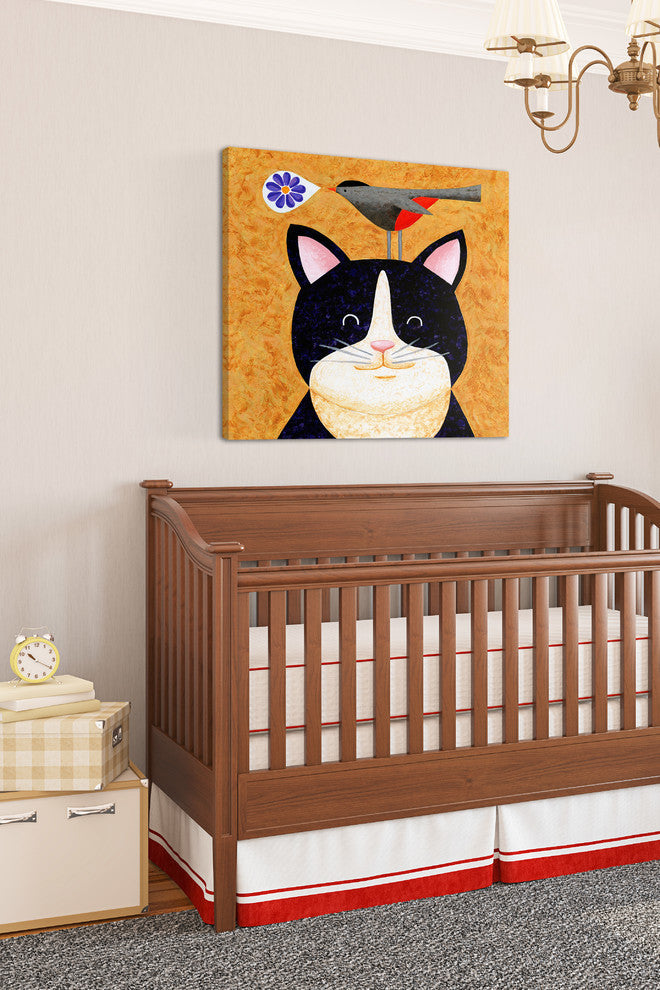 Marmont Hill, "Floral Meowsical" by Janet Nelson Print on Wrapped Canvas, 48x48