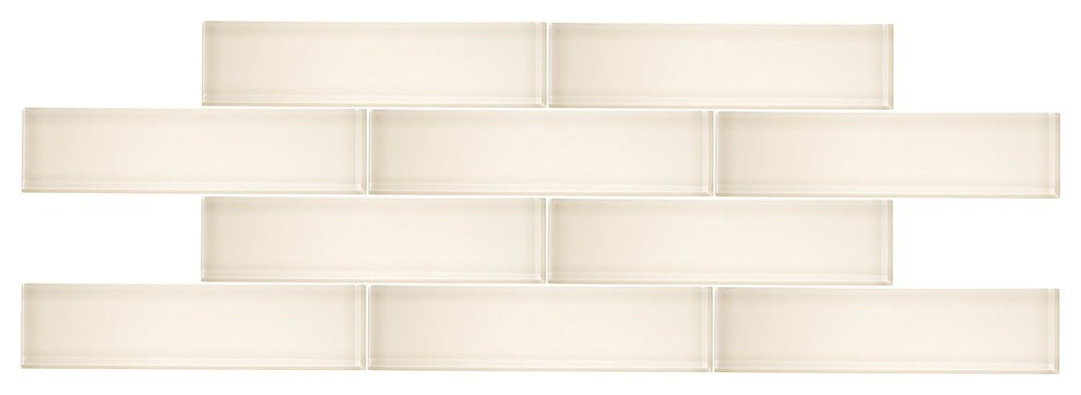 Cream 3"x12" Glass Subway Tile, 1 Sq.Ft.