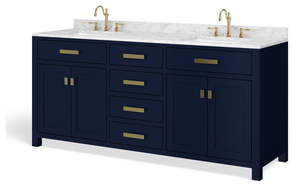 The Savoy Bathroom Vanity, Monarch Blue, 72", Double, With Mirror, Freestanding