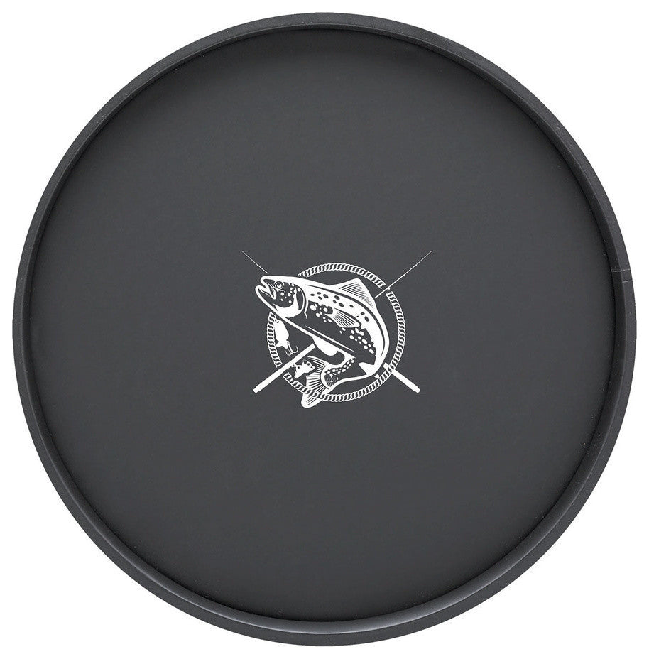 Kasualware 14" Round Serving Tray Black Fishing